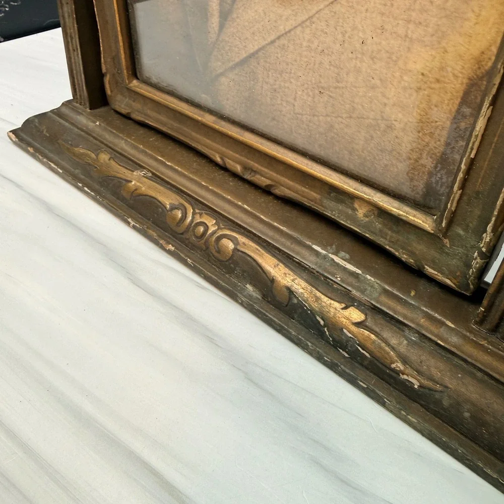 Antique 1920s Art Deco Swing Tilt Portrait Picture Frame Photo Wood Art Deco
